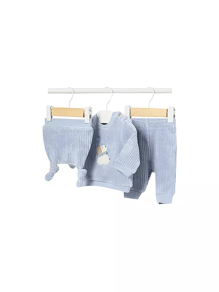 MAYORAL | Baby Set Mütze, Pullover, Hose 3-teilig   | hellblau