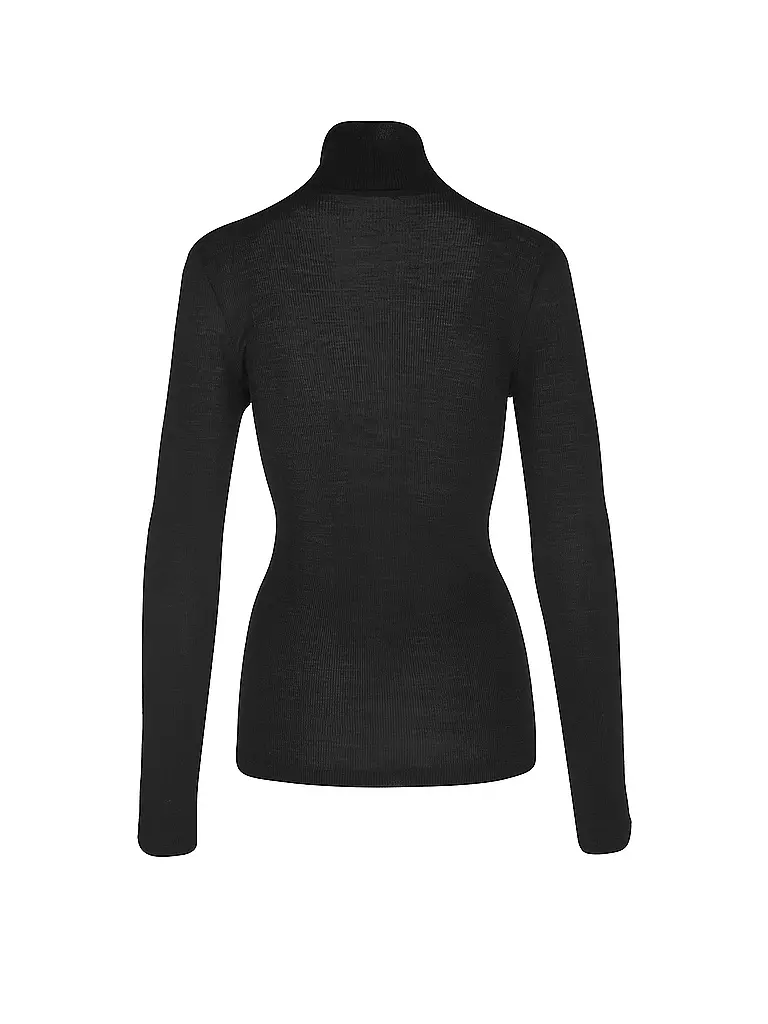 MEY | Langarmshirt WOOL LOVE schwarz | hellbraun