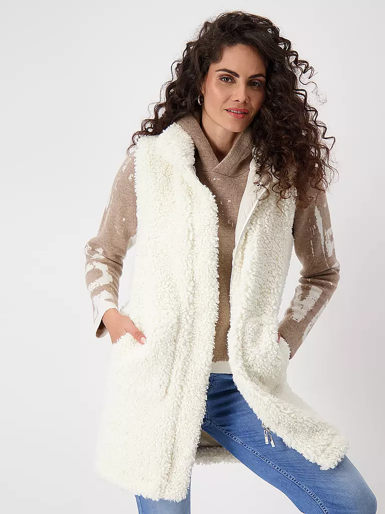 MONARI | Gilet in Felloptik | creme