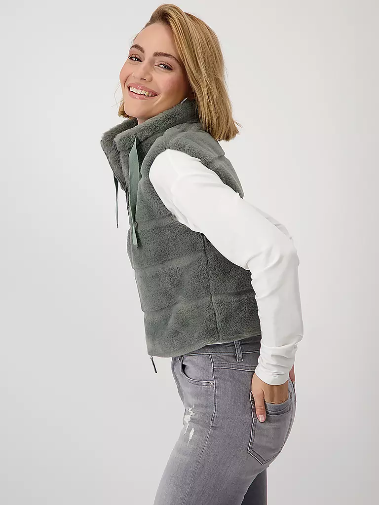 MONARI | Gilet in Felloptik | grau