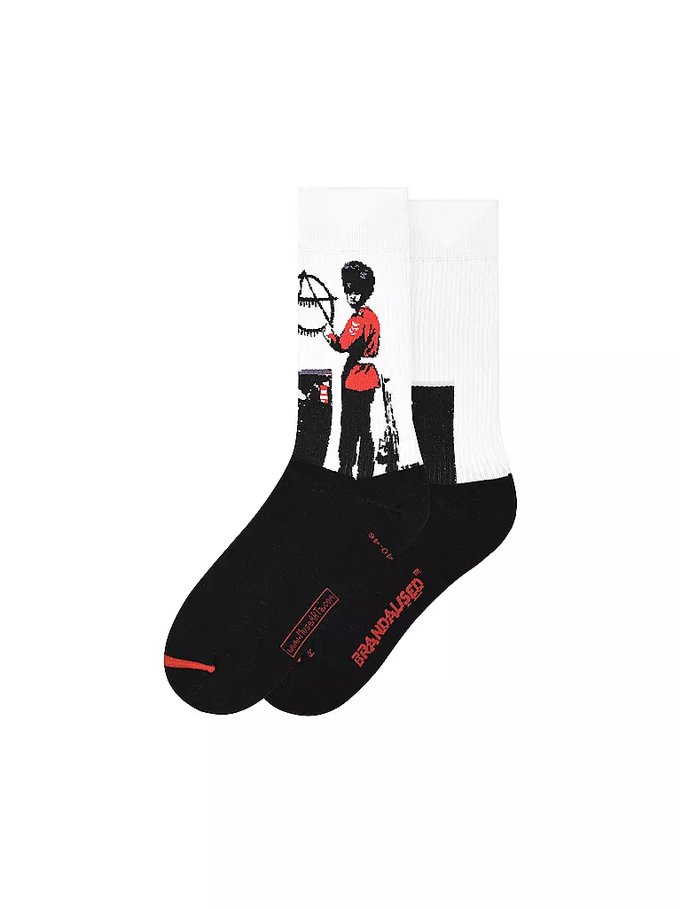 MUSEARTA | Herren Socken BANKSY GRAFFITI - ANARCHIST SOLDIER white | weiss