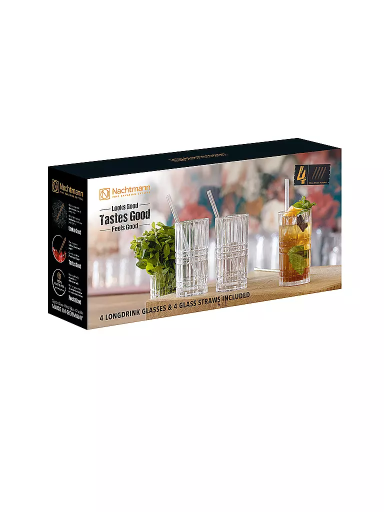 NACHTMANN | Longdrink Gläser Set 9tlg mit Trinkhalmen TASTE GOOD 640ml  | transparent