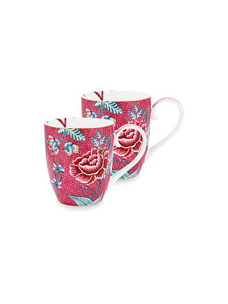 PIP STUDIO | Henkelbecher 2er Set XLarge 450ml  Flower Festival Dark Pink