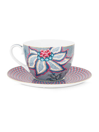 PIP STUDIO | Cappuccinotasse mit Untertasse 280ml FLOWER FESTIVAL Light Blue