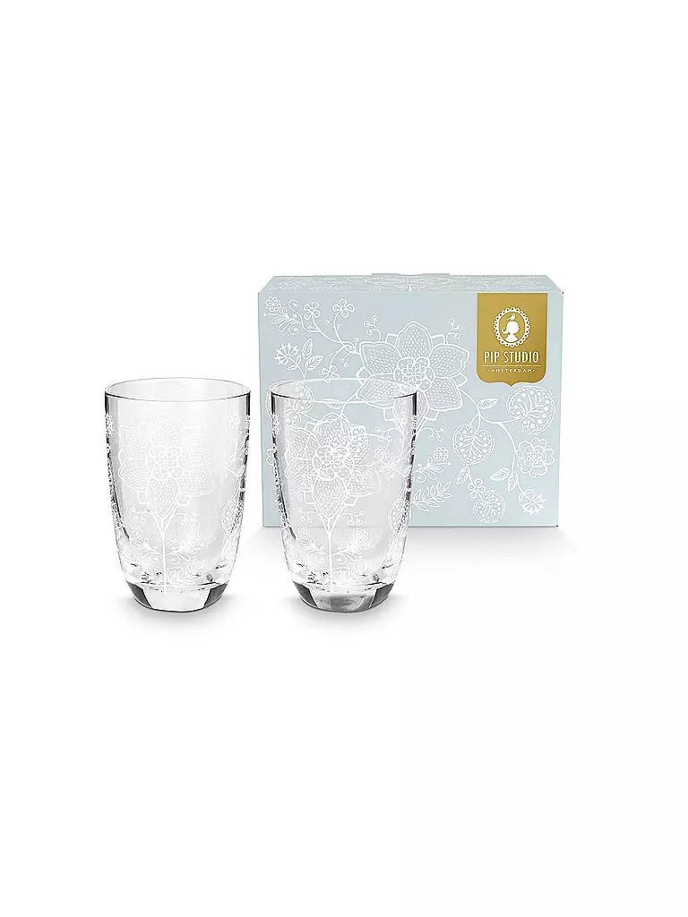 PIP STUDIO | Longdrink Glas 2er Set 400ml Flower White | transparent