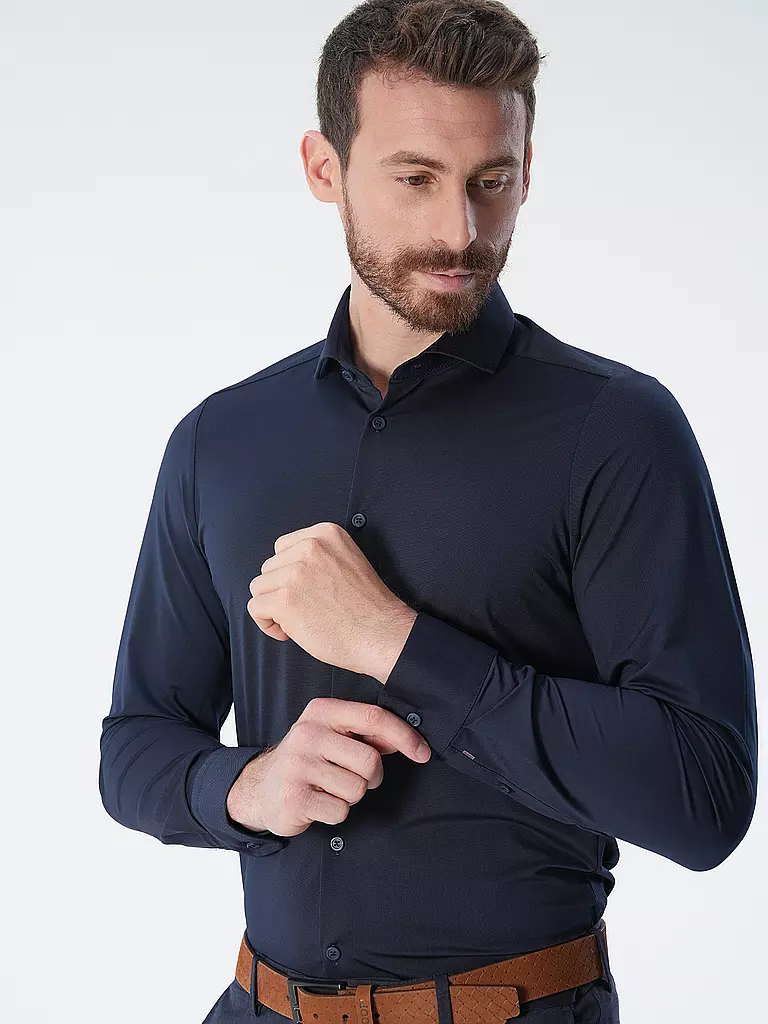 PURE | Jerseyhemd Slim Fit | schwarz