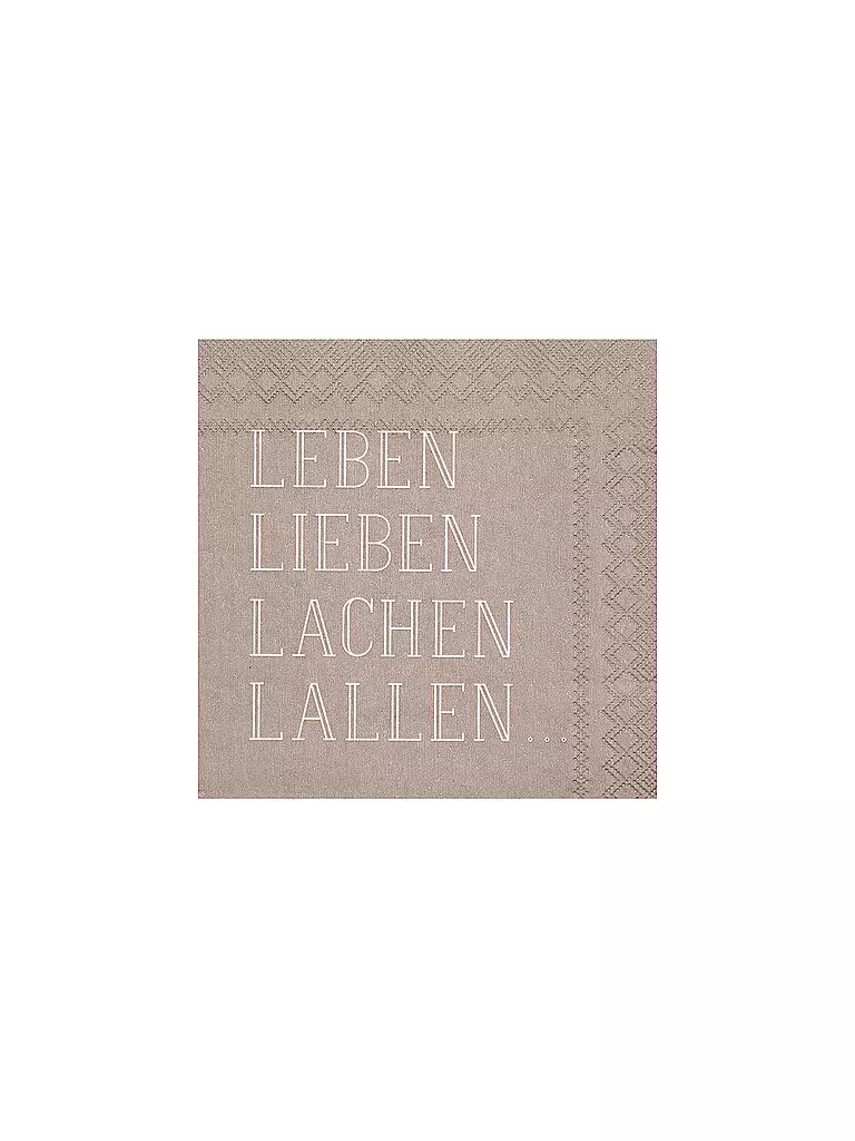 RAEDER | Cocktail Servietten 25x25cm LEBEN LIEBEN LALLEN | transparent