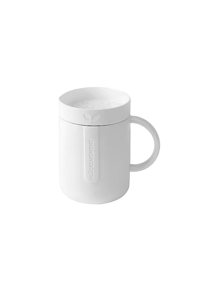 RAEDER | Tasse mit Deckel 8cm Cozy Time GLUECKSMOMENT | weiss