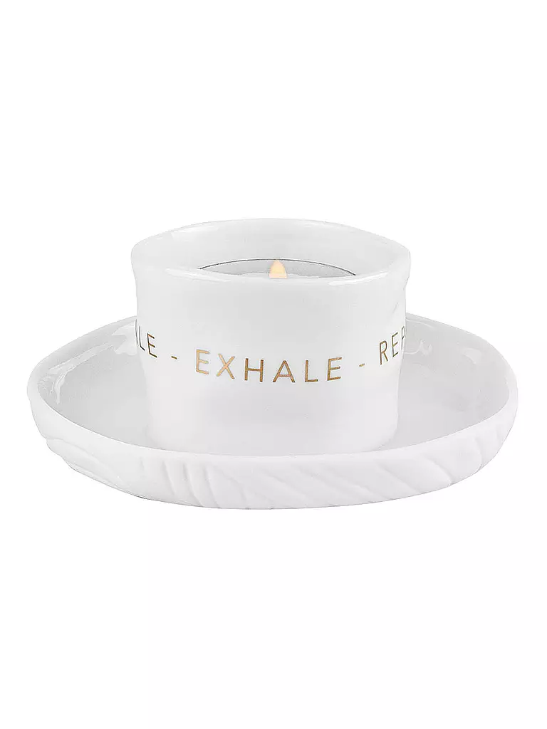 RAEDER | Teelicht  9x4,5cm Zen Spirit INHALE EXHALE  | weiss