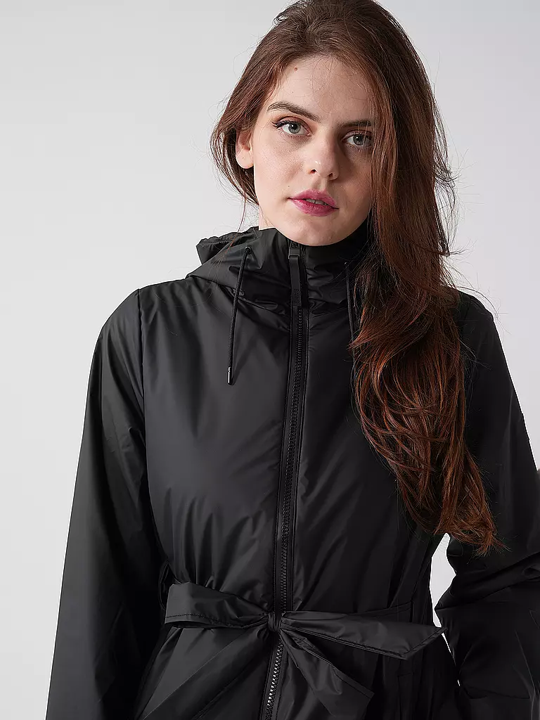 RAINS | Regenjacke LOHJA LONG INSULTED CURVED JACKET  | schwarz