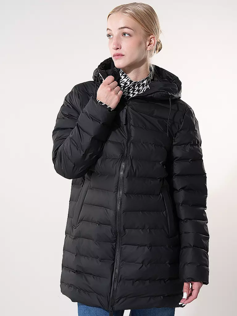 RAINS | Steppjacke LOHJA LONG PUFFER JACKET  | schwarz