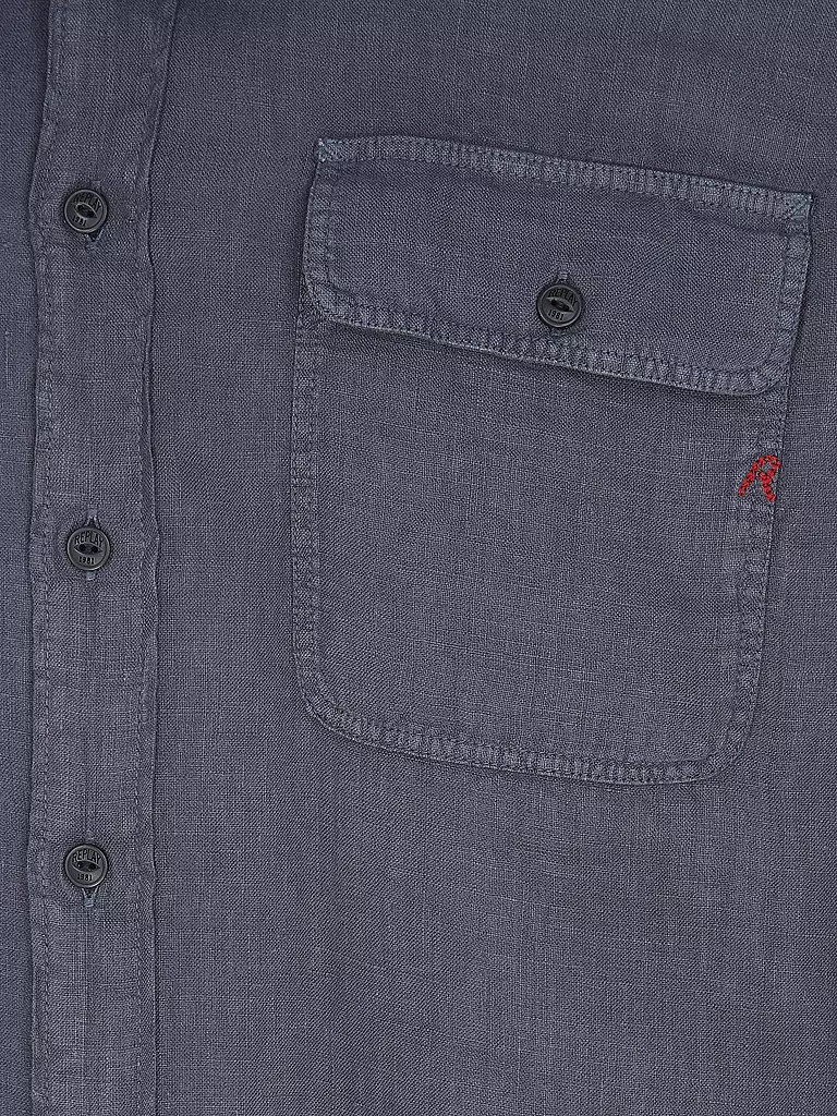 REPLAY | Leinenhemd Regular Fit  | blau