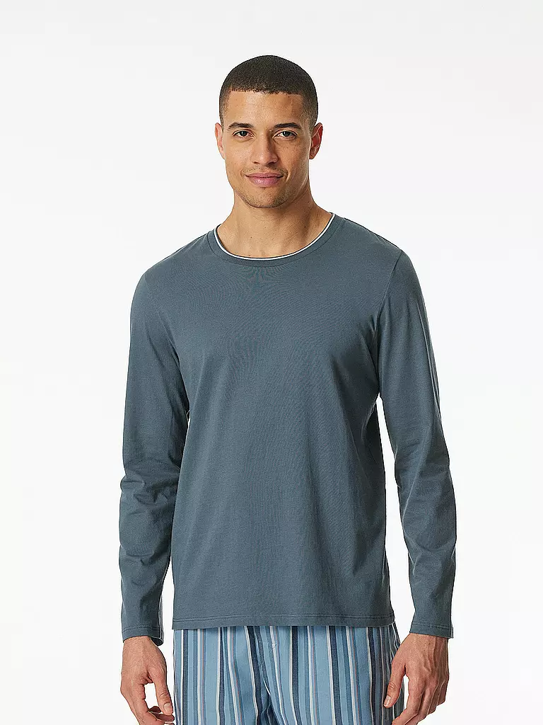 SCHIESSER | Pyjama Langarmshirt | blau