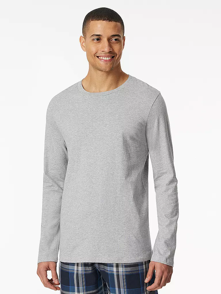 SCHIESSER | Pyjama Langarmshirt | grau