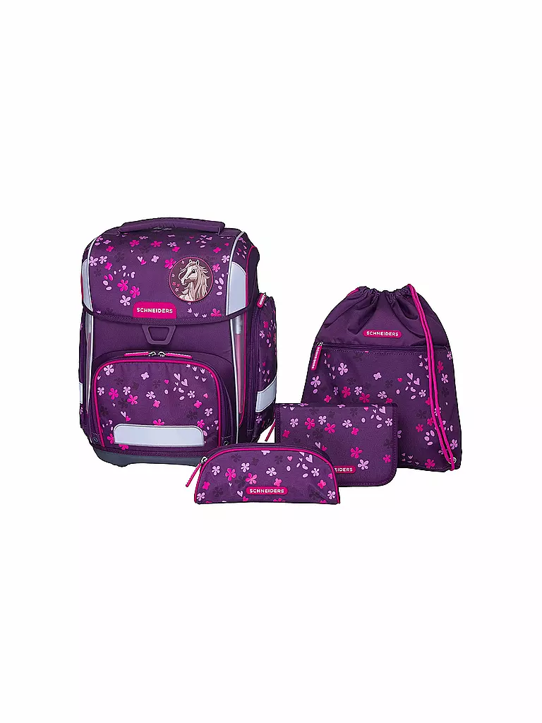 SCHNEIDERS | Schultaschen Set Ergolite 9tlg  Berry Blossom | dunkelrot