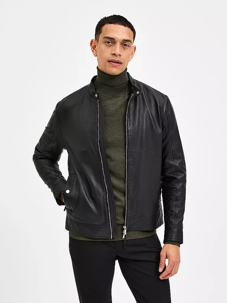 SELECTED | Lederjacke SLHARCHIVE | schwarz