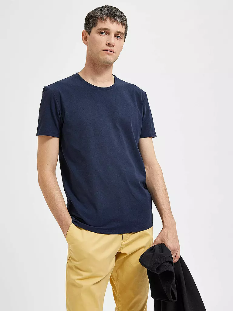 SELECTED | T-Shirt SLHAEL  | blau