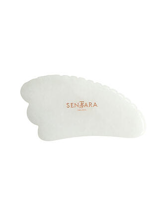 SENTARA | Massagestein - Gua Sha Horn mit Zähnen Weisse Jade 