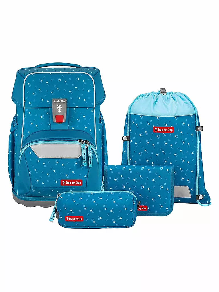 STEP BY STEP | Schultaschen Set 4tlg BASIS Blue Hearts  | blau