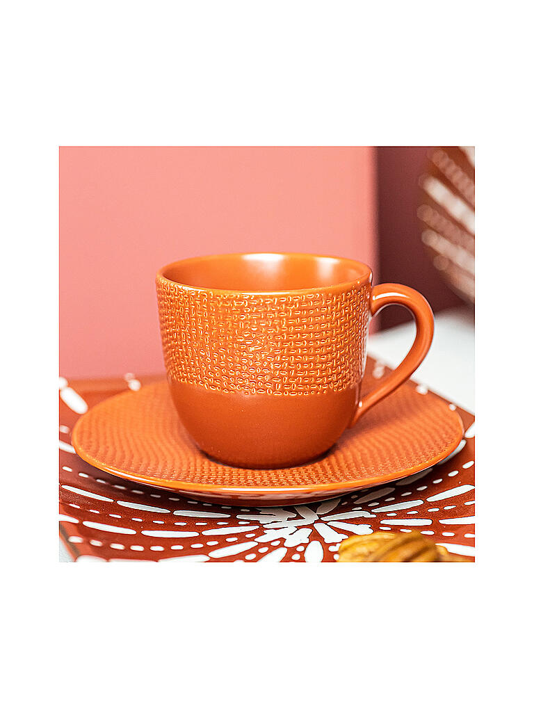 TABLE PASSION | Kaffeetasse mit Untertasse 220ml VESUVIO Terra | orange