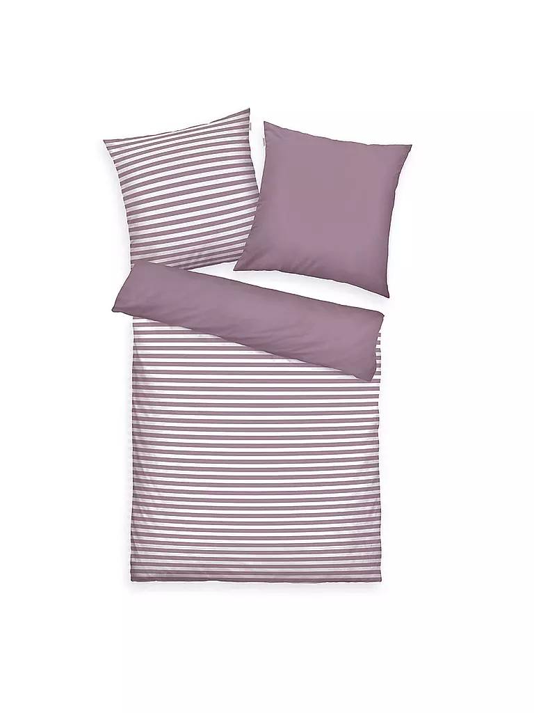 TOM TAILOR | Bettwäsche RENFORCE QUERSTREIFEN 70x90cm  / 140x200cm Cozy Mauve/Crisp White | beere