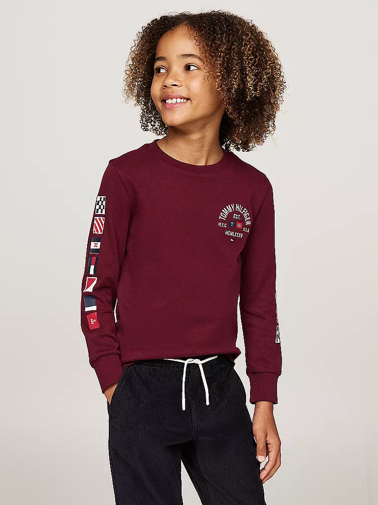 TOMMY HILFIGER | Jungen Langarmshirt  | dunkelrot