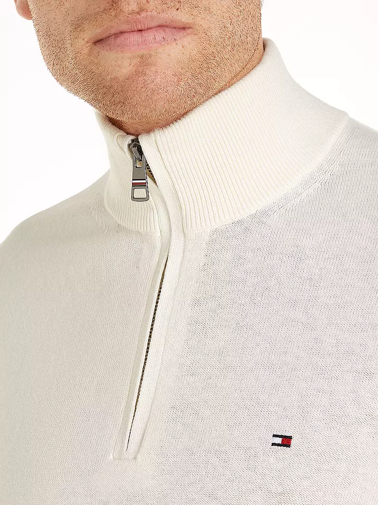 TOMMY HILFIGER | Troyer Pullover  | weiss