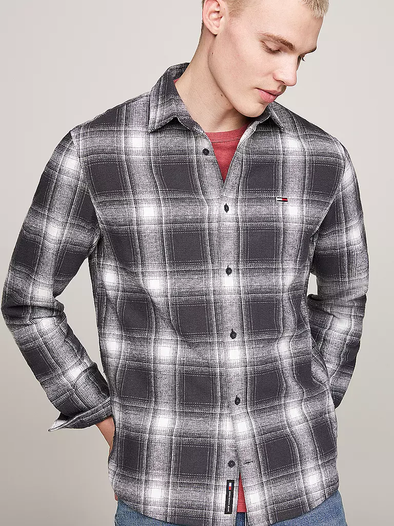 TOMMY JEANS | Flanellhemd  | grau