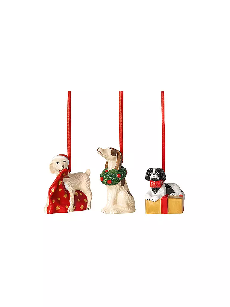 VILLEROY & BOCH | Weihnachtsornament 3tlg. 5x5x7,5cm HUNDE  | bunt