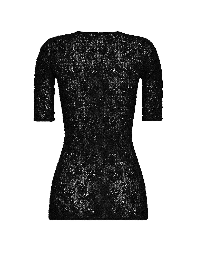 WOLFORD | T-Shirt KA STRUCTURED LACE black | schwarz