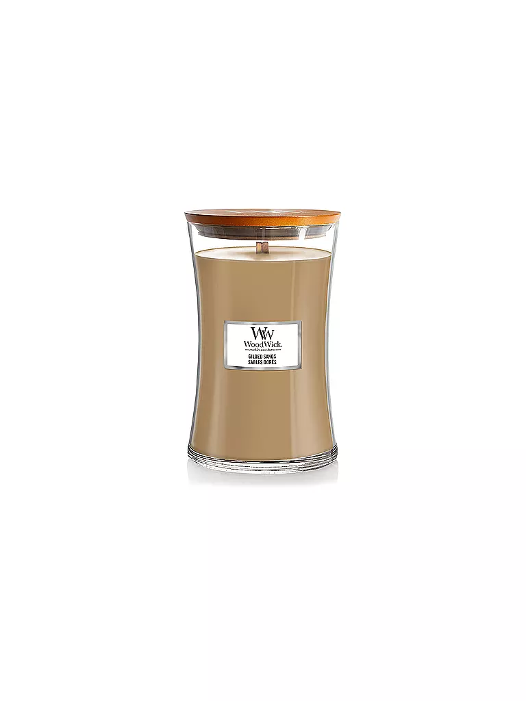 WOODWICK | Duftkerze mit Knisterdocht SANDUHR Large 610g | camel